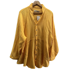 We the Free Summer Daydream Gauze Tunic Shirt Yellow Bird Of Paradise Size L